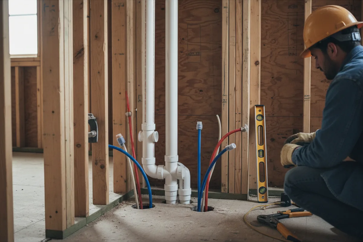 Drain and supply rough-in during Garbage Disposal Repair in Middletown
